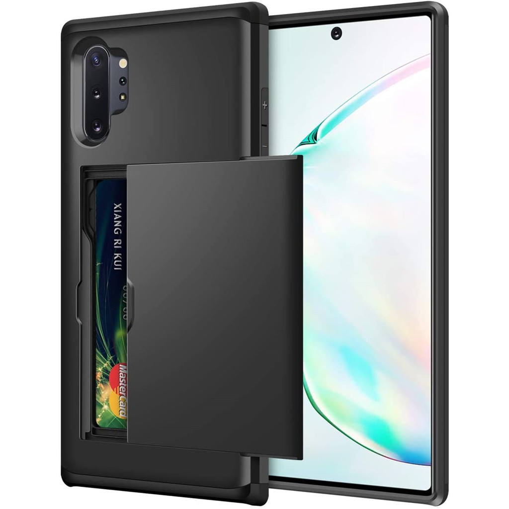 Ốp điện thoại có ngăn đựng thẻ dạng trượt cho Samsung Galaxy Note 10 Plus 5G Note10 9 8 5 4 Note 10+ 10plus Note9 Note8