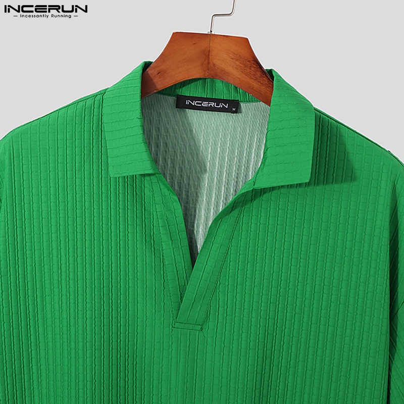Áo sơ mi Incerun ngắn tay 3 màu trơn tuỳ chọn phong cách Hàn Quốc dành cho nam