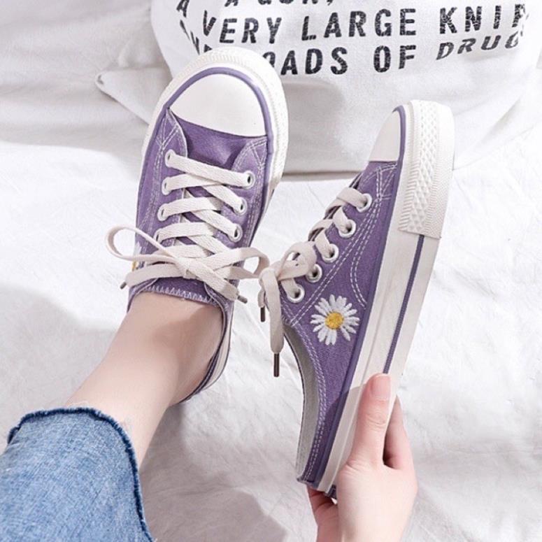 🇱🇧 Giày Nữ Convers Cao Cổ Hoa Cúc Tím Mới Hot Trend