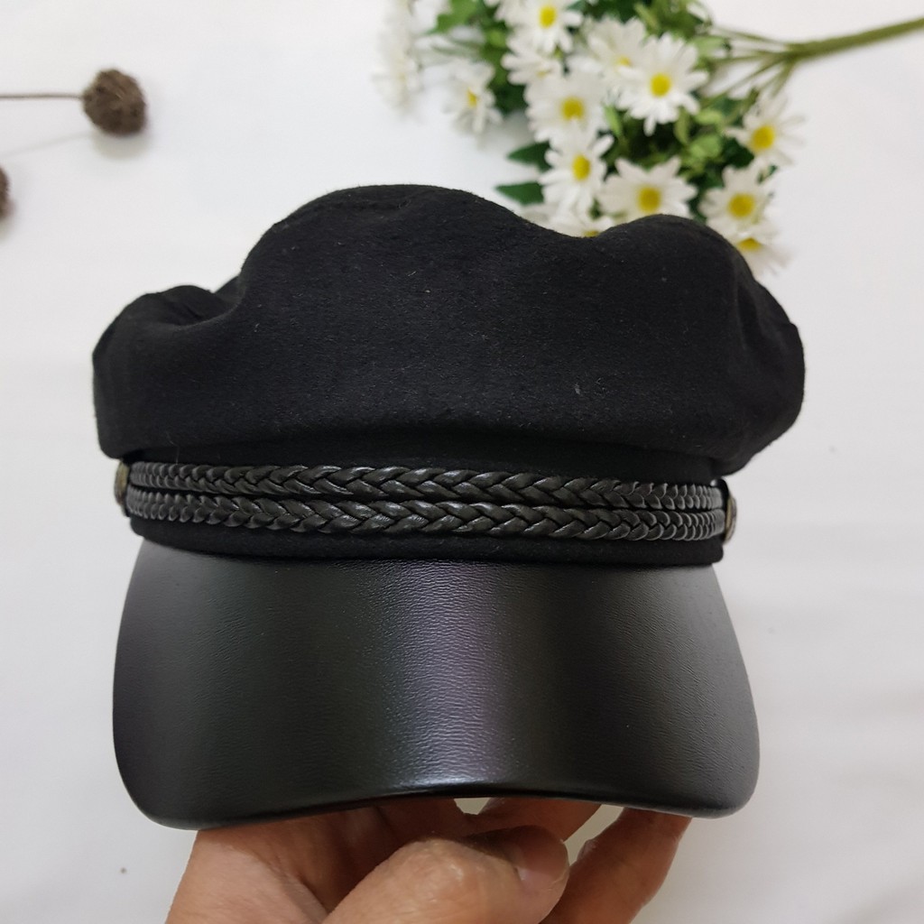 MŨ NỒI BARET THỦY THỦ MÀU ĐEN THỜI TRANG HÀN QUỐC