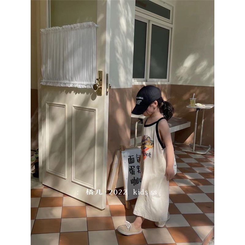 Đầm Hai Dây In Họa Tiết Thời Trang Mùa Hè Cho Bé Gái