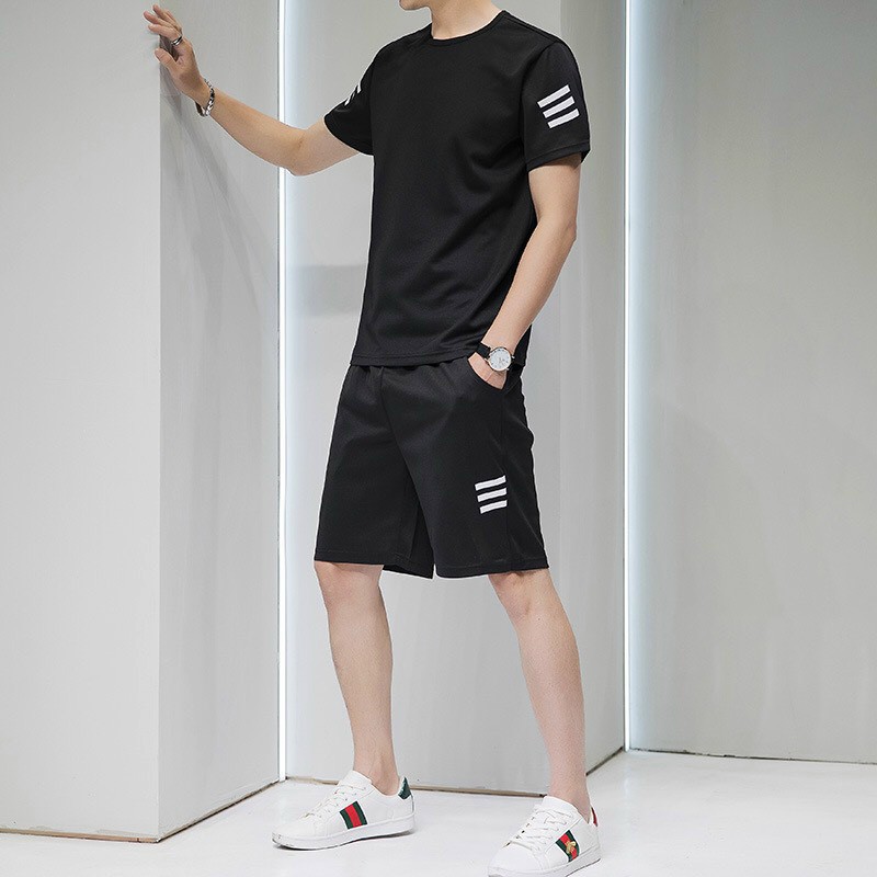 Sét đồ đùi ⚡️XẢ HÀNG⚡️ Bộ thể thao Unisex nam nữ phối sọc tay - mặc nhà, đi chơi, in nhiều hình phong cách