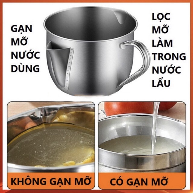 Ca lọc dầu mỡ inox 304 , tô gạc chất béo dư thừa có thể dùng được trên bếp tiện lợi