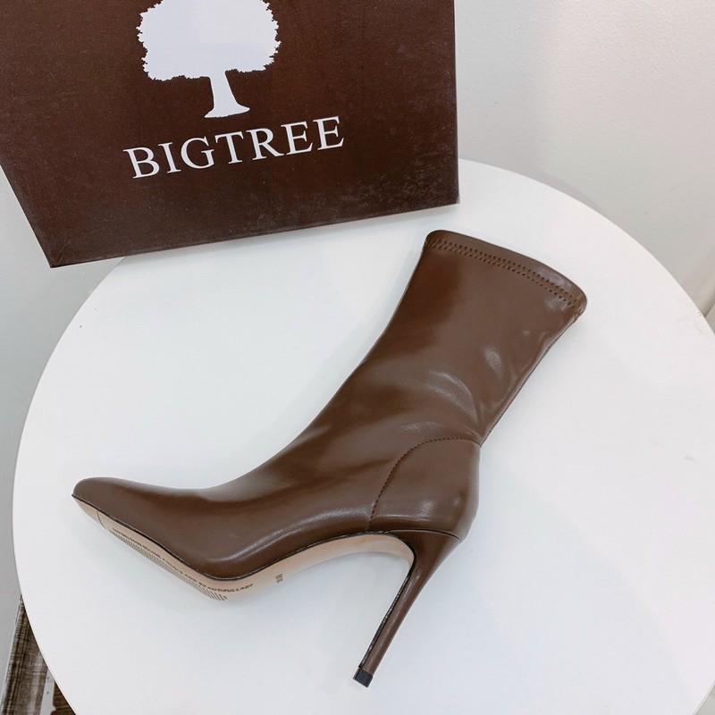 Bốt boot lửng bigtree da lì gót nhọn fullbox hàng quảng châu cao cấp