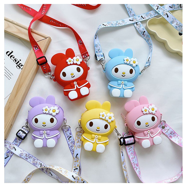 Túi đeo chéo trẻ em silicon hoạt hình thỏ mini nhiều màu sắc Dương Kids