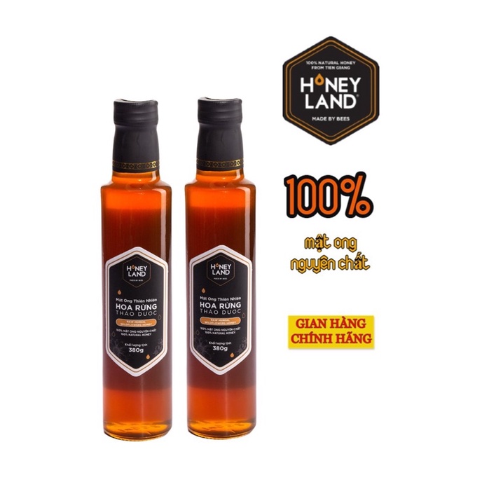 Combo 2 chai mật ong rừng Thảo Dược  HONEYLAND tổng 760g mật ong thiên nhiên nguyên chất