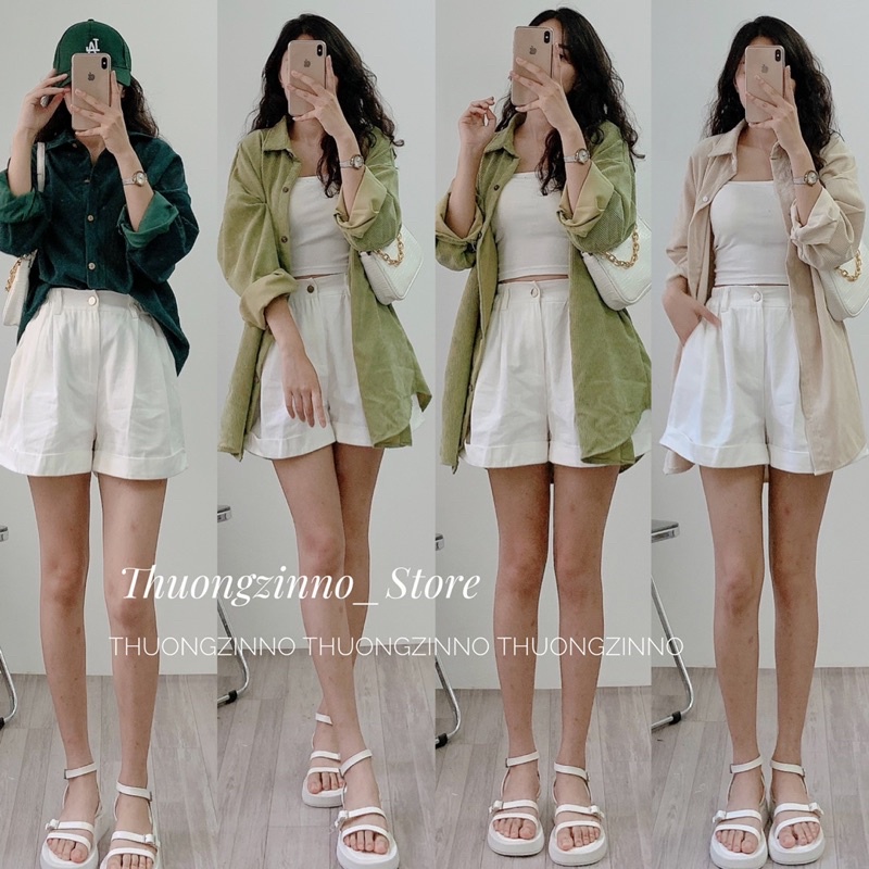 [Ảnh thật/Video] Áo khoác nữ Nhung tăm ulzzang Quảng Châu áo sơ mi nhung