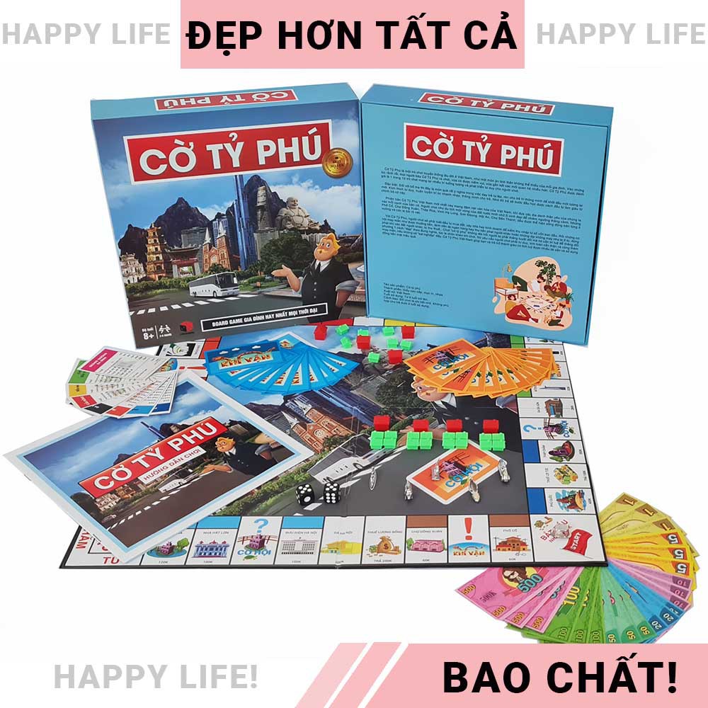 Cờ tỷ phú Monopoly Việt hoá tiếng Việt cỡ lớn giá rẻ, tiền Việt polime trò chơi gia đình học làm giàu