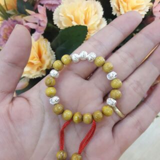 Vòng dâu tằm 7 bi bạc cho bé trai
