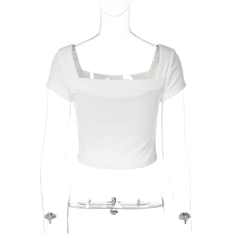 Áo Thun Tay Ngắn Cổ Vuông In Họa Tiết Nghệ Thuật Cho Nữ