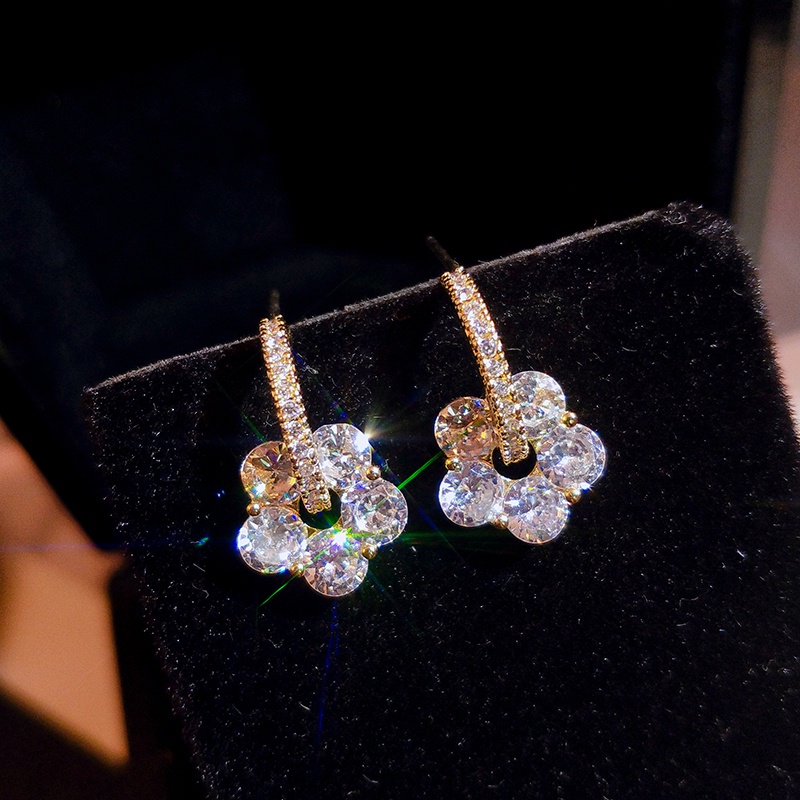Khuyên tai JIUDUOLAN mạ bạc đính đá zircon nhân tạo dễ phối đồ thời trang thanh lịch dành cho nữ