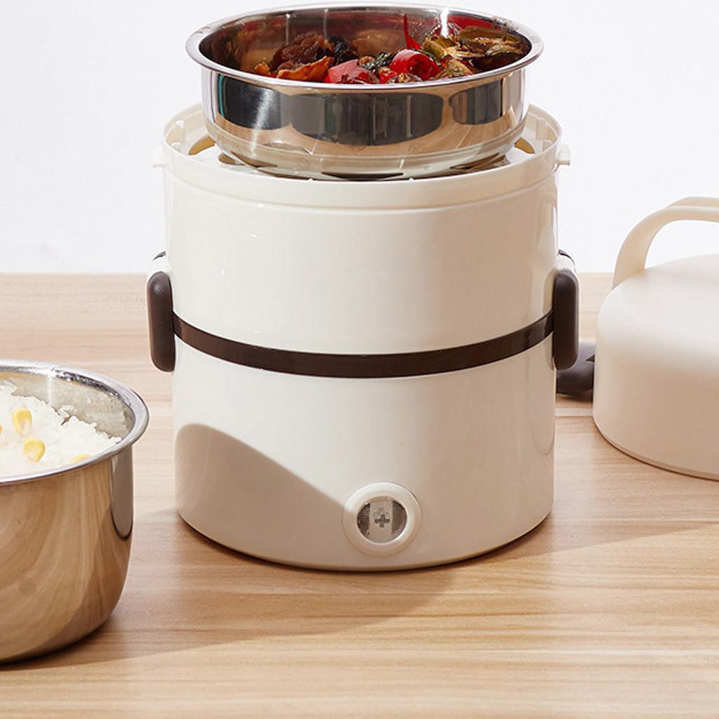 Hộp cơm cắm điện văn phòng 3 tầng 3 bát inox có chức năng giữ nhiệt, hâm đóng và tự nấu chín thức ăn đa năng