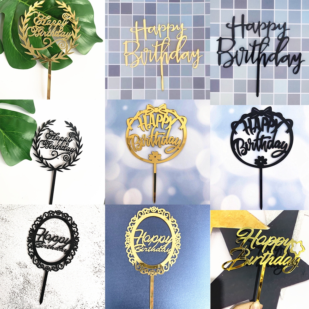 CONOPERY Que Cắm Trang Trí Bánh Kem Thiết Kế Chữ Happy Birthday Đẹp Mắt