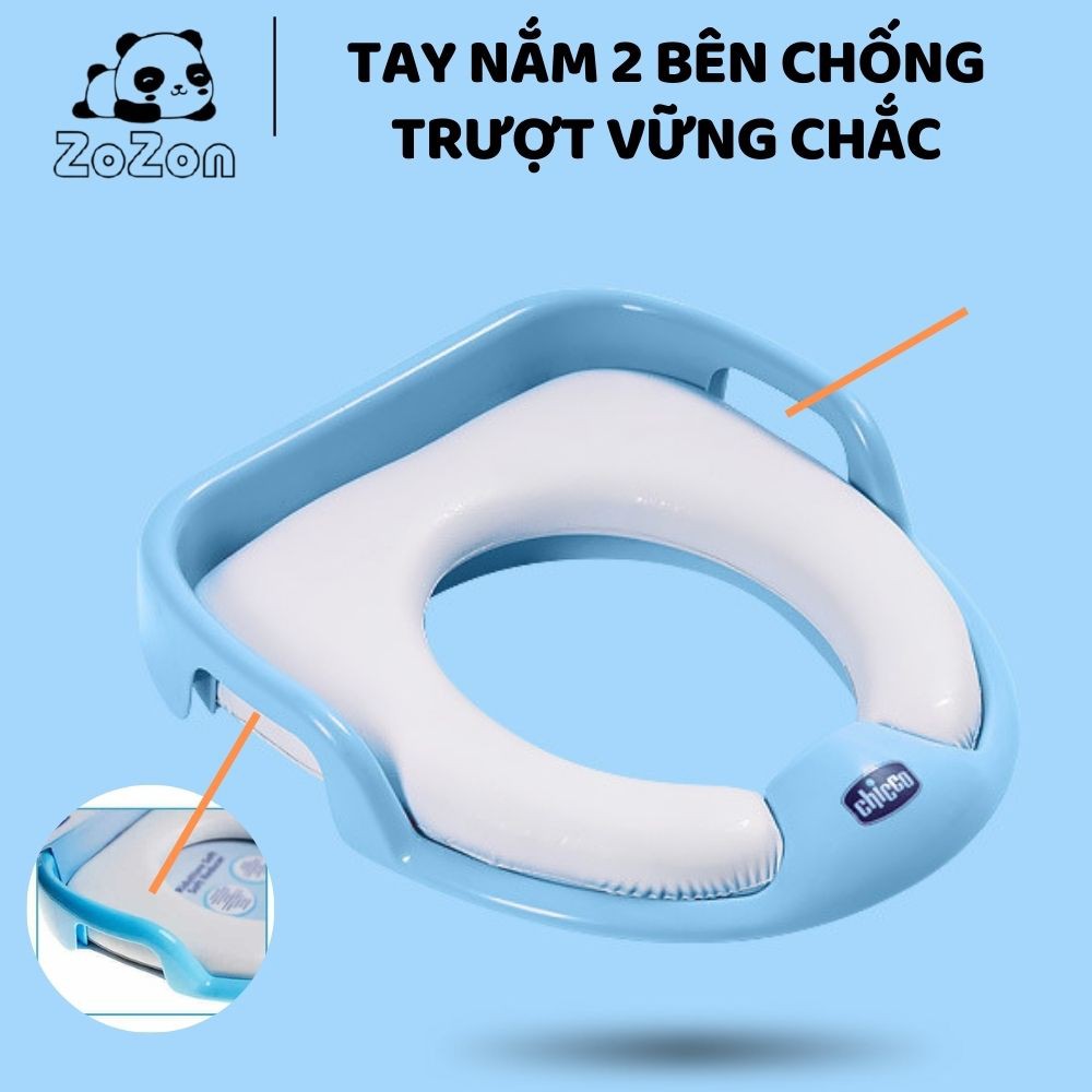 Bồn cầu cho bé chính hãng Chicco chống lạnh mông cho bé tự đi vệ sinh độc lập từ 1-5 tuổi bệ lót toilet có tay nắm Zozon