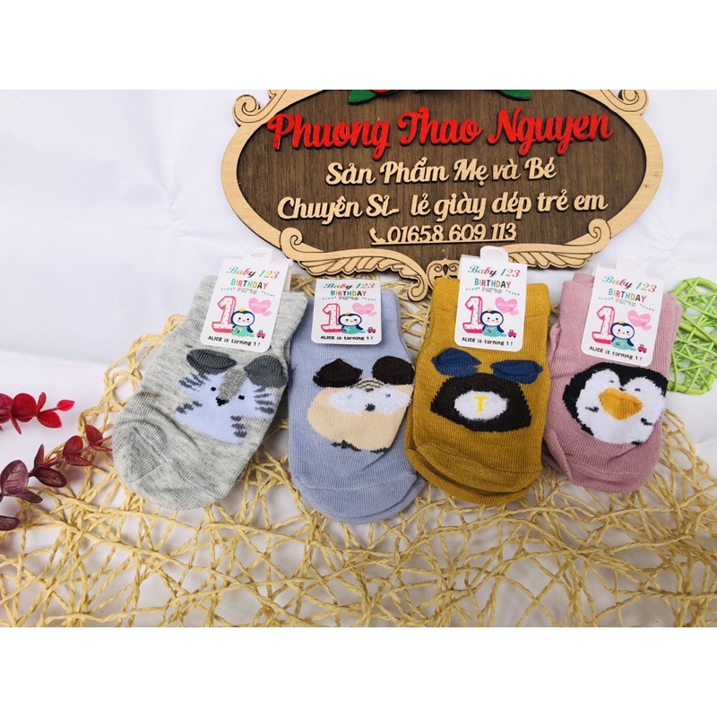10 đôi tất cao cổ hình thú chống trơn trượt cho bé 0-2 tuổi siêu ấm