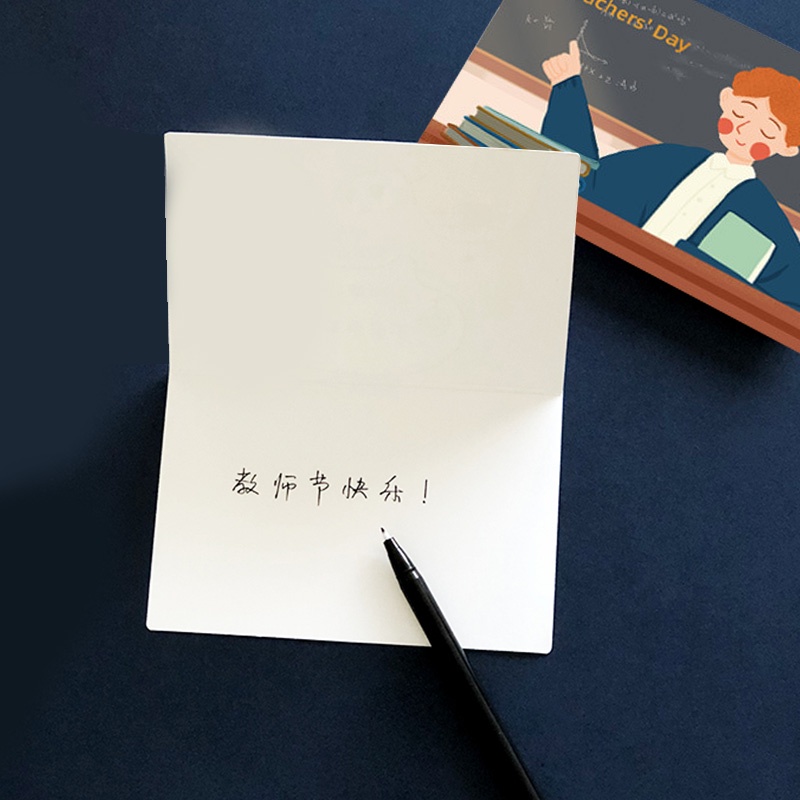 Set 6 Tấm Thẻ Hình Bìa Thư Màu Đồng In Chữ Thank You Chất Lượng Cao