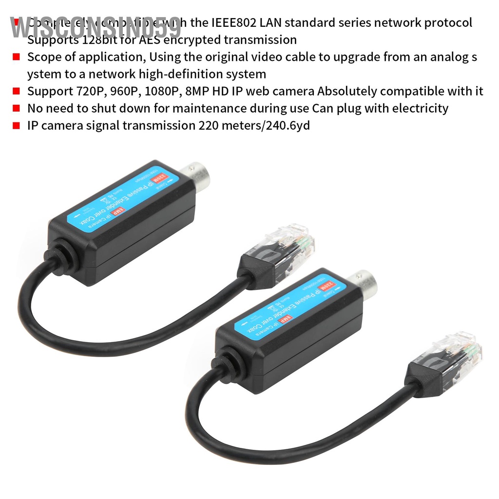 Ghép nối bộ mở rộng thụ động IP qua truyền mạng đồng trục Coax HD 8MP cho máy ảnh web