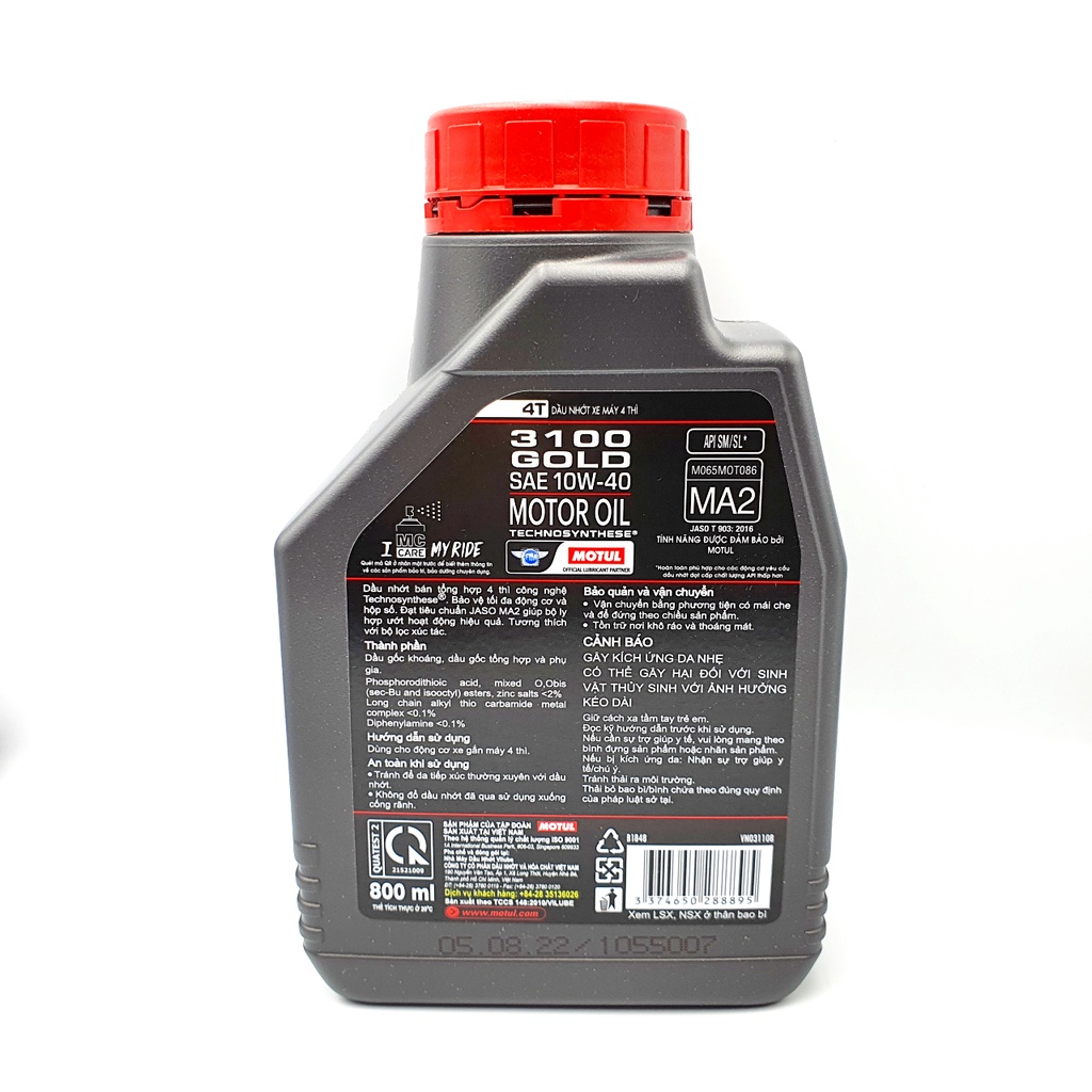 Dầu nhớt MOTUL 3100 GOLD 10W40  SM MA2