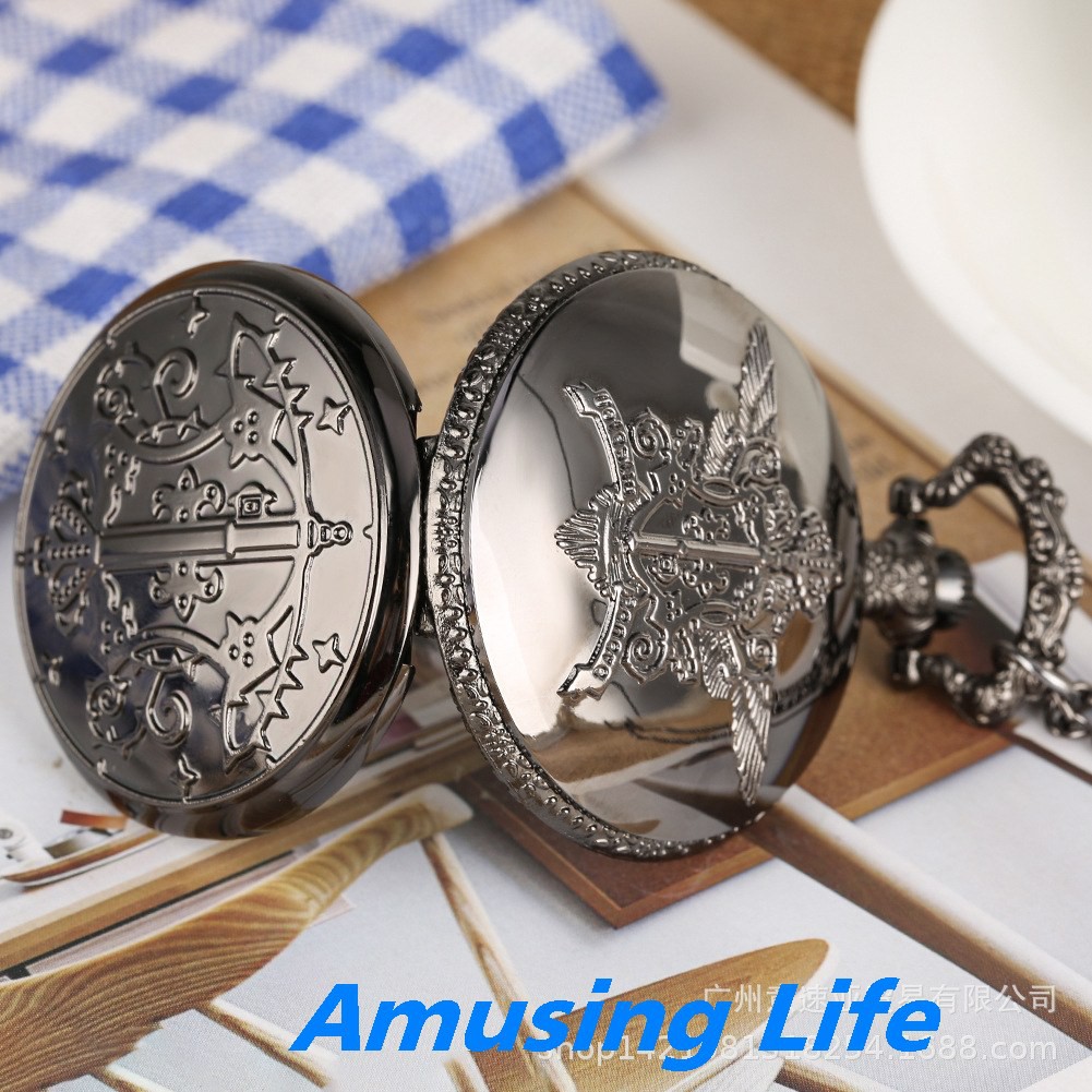 Quartz Pocket Watch Thương Mại Nước Ngoài Bán Anime Đồng Hồ Bỏ Túi Khế Ước Đen Deacon Unisex Nam Và Nữ Sinh Viên Sáng Th