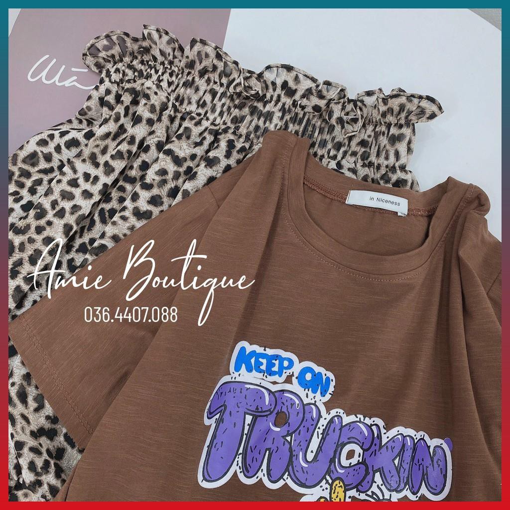 Set Áo Thun Nữ Chân Váy Báo Set Áo Phông Chân Váy Da Beo Lụa Von Xoè Có Lót Quần Trong Hàng PC | BigBuy360 - bigbuy360.vn