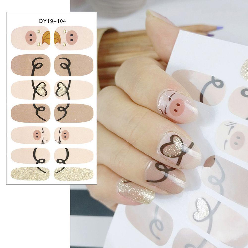 Miếng Dán Trang Trí Móng Tay Chống Nước Tự Dính Họa Tiết Hoạt Hình Dễ Thương DIY