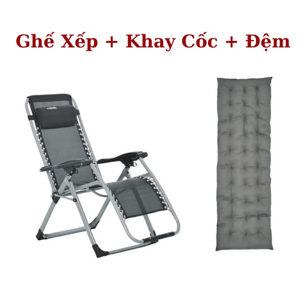 [Cao Cấp]Ghế Xếp Thư Giãn Nhật Bản-Giường Gấp Đa Năng-Chất Liệu Vải Lưới Textilene Chịu Tải Đến 200Kg Kèm Khay Để Cốc