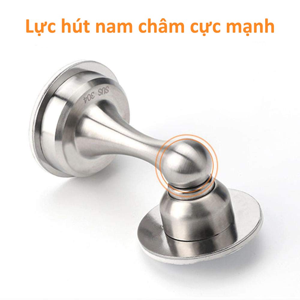 Bộ chặn cửa Inox 304 HOBBY Home Decor CC1 dán nền gạch men kèm keo dán 3M và đinh ốc có nam châm giữ cửa