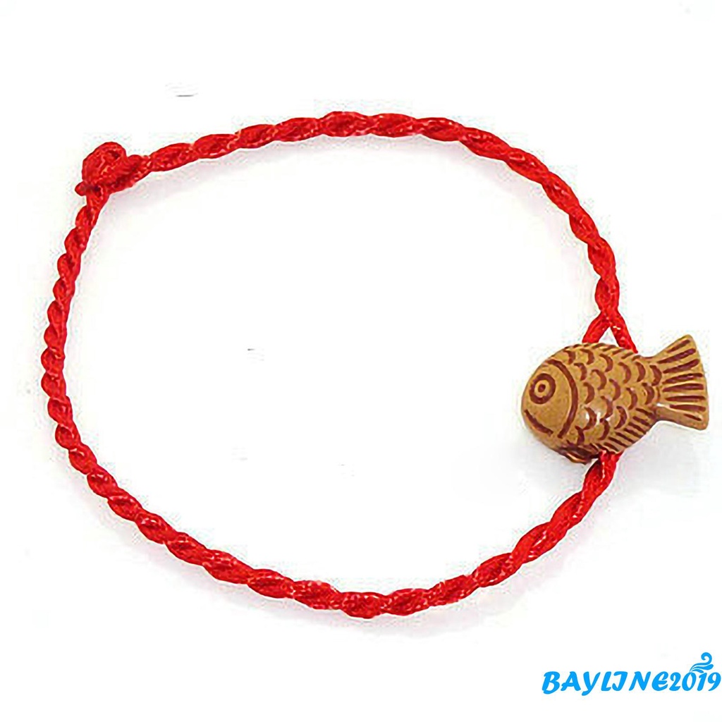 Vòng tay dây thừng đỏ gỗ giả làm quà tặng