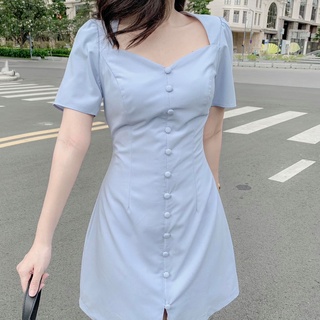 Đầm SOPHIA - Đầm trơn nút bọc