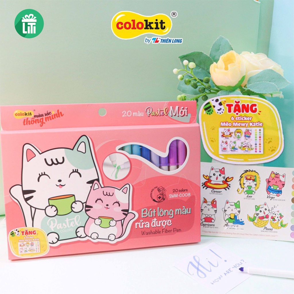 Bộ bút Fiber Pen 20 màu Pastel Thiên Long - Super Tips
