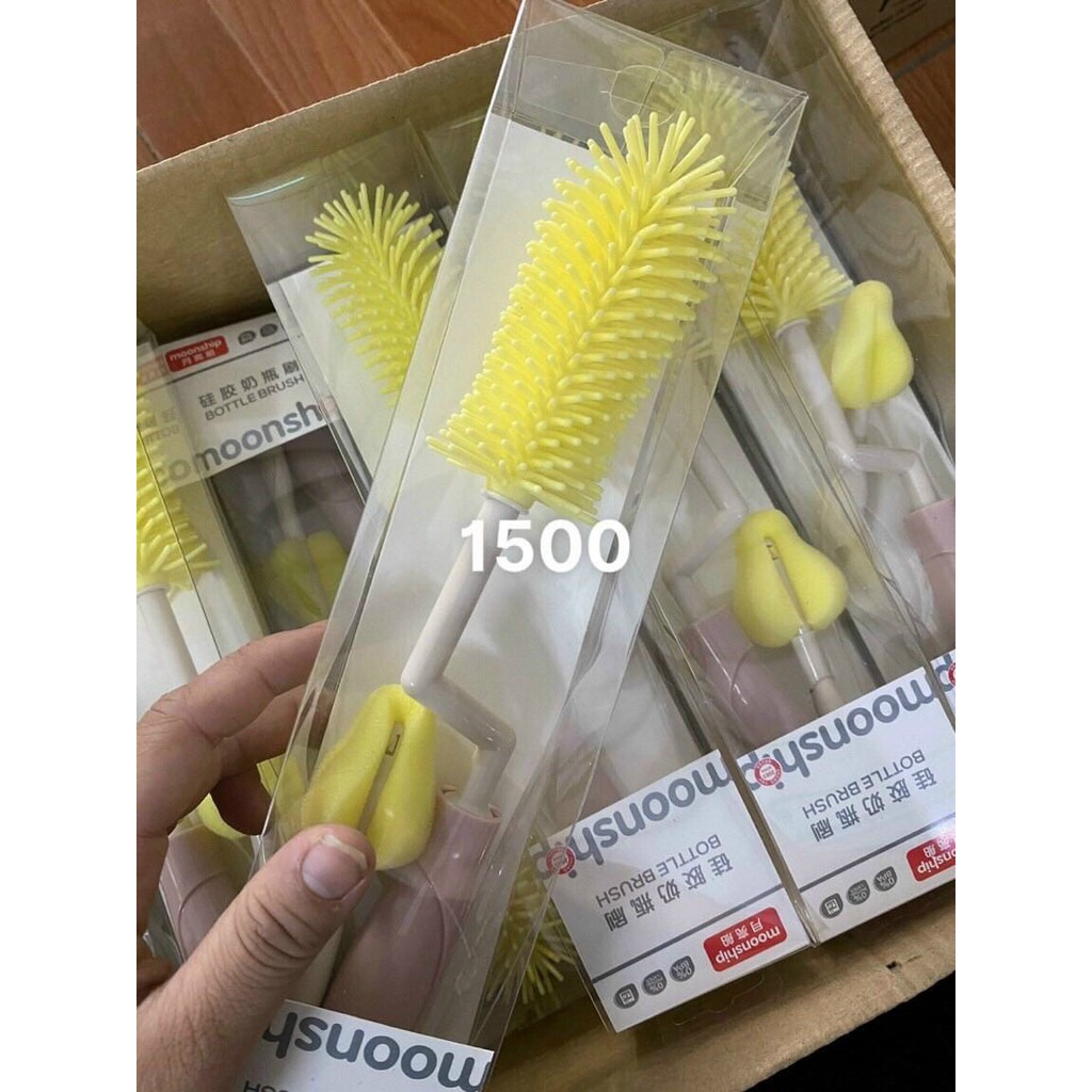 Bộ Cọ Rửa Bình sữa Moonship - Bottle brush cao cấp Tay cầm xoay, cọ núm ti