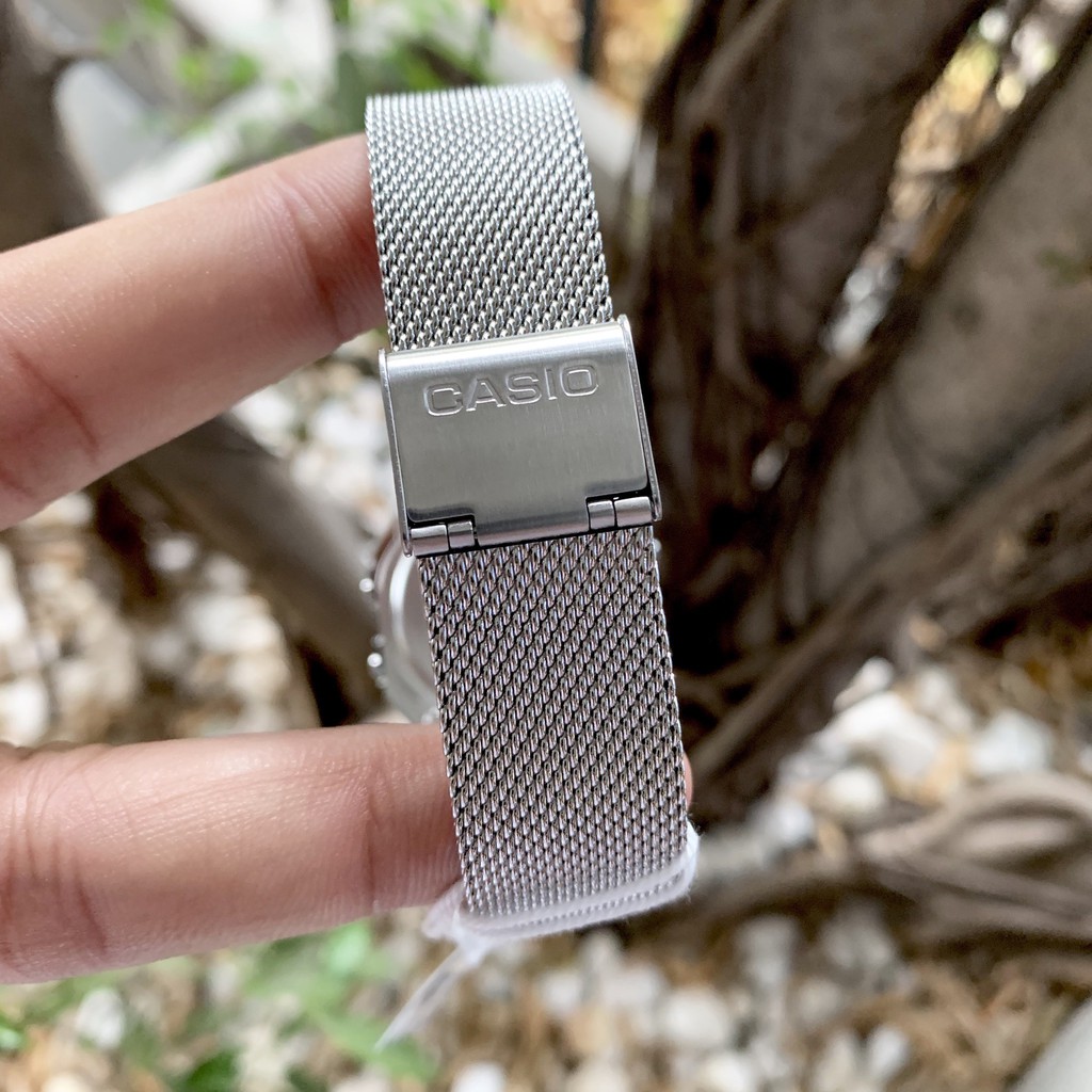Đồng hồ Nữ Casio LTP-E157M-7A, đồng hồ chính hãng, dây mesh màu bạc