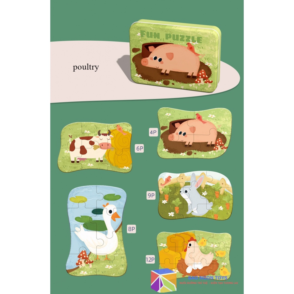 BỘ GHÉP HÌNH PUZZLE NHIỀU CHỦ ĐỀ CHO BÉ TỪ 3 ĐẾN 5 TUỔI - BAO NGON TOYS - DG111