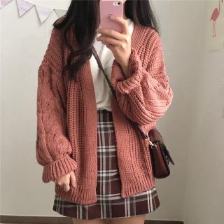 Áo khoác len cardigan tay dài đơn giản dễ thương dành cho nữ