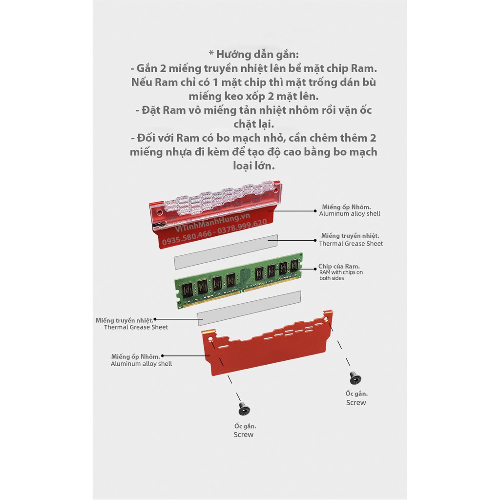 Tản nhiệt Ram CoolMoon RA-2, Led 5V-ARGB, Led đồng bộ Mainboard hoặc Hub CoolMoon.