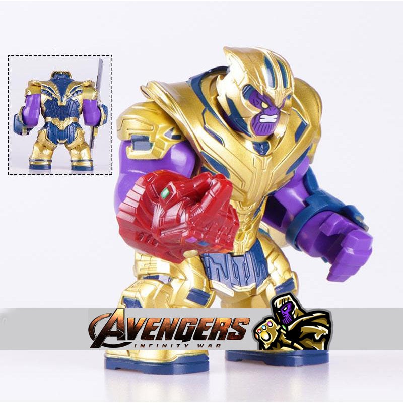 Đồ chơi bộ lắp ráp BigFig Nhân vật Thanos búng tay găng Full đá vô cực, giáp hoàng kim siêu đẹp WM963