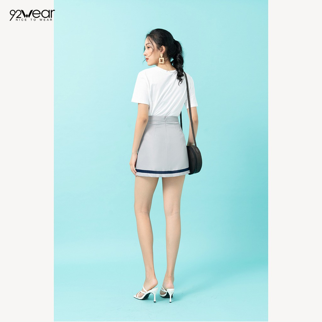 Chân váy ngắn A công sở 92WEAR 2 màu, phối viền JAW0739 | BigBuy360 - bigbuy360.vn