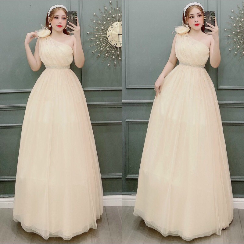 ĐẦM MAXI XOÈ HOA VAI KẾT CƯỜM