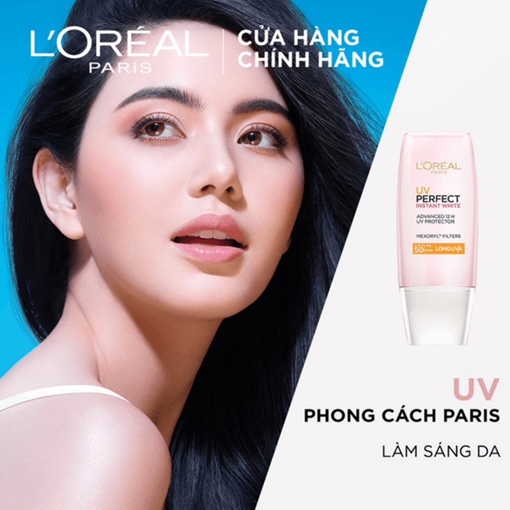 Kem Chống Nắng Dưỡng Trắng Tức Thì L'Oreal Paris UV Perfect Rosy/Instant White SPF50+ PA++++ 30ml (Hồng)