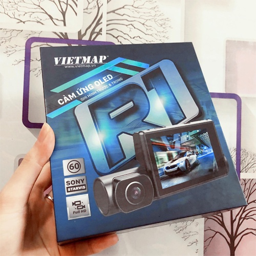 Camera hành trình VIETMAP R1, camera cảm ứng cảnh báo tốc độ, ghi hình trước và trong xe