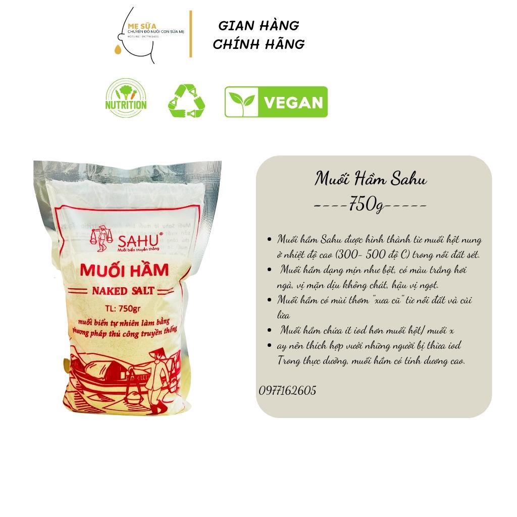 Muối biển hầm 750g Sahu ( Sa Huỳnh) hoàn toàn tự nhiên dùng nấu ăn, tắm cho bé, súc ruột