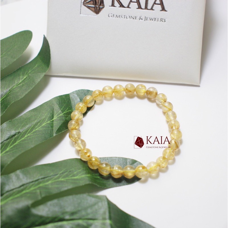 Vòng tay phong thủy thạch anh tóc vàng cho người mệnh Kim, mệnh Thổ - KAIA