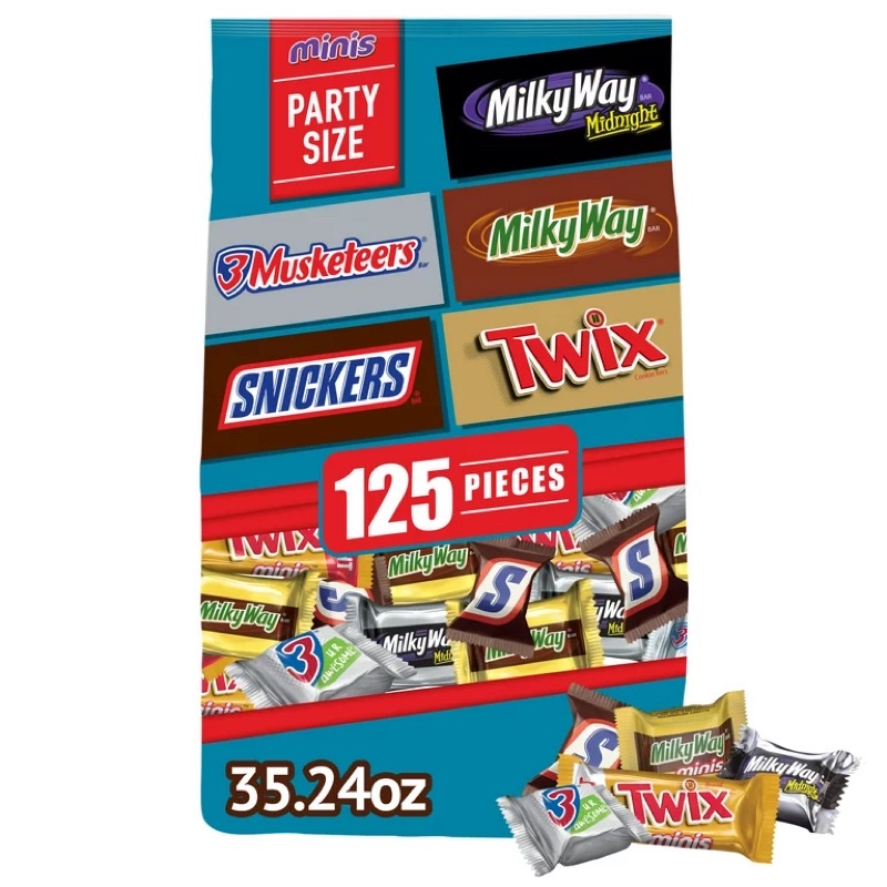 [Date 01/24] Kẹo socola Mỹ trộn 125 gói nhỏ Milky Way, Musketeer, Twix và Snicker túi 1kg