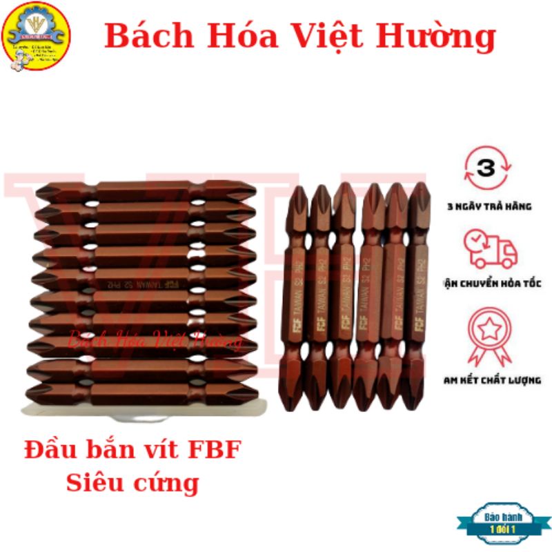 Đầu vít FBF PH2 2 đầu thập [CHÍNH HÃNG], Mũi khoan bắt vít 4 cạnh PH2 dài 65mm siêu cứng - Mũi vít Bách Hóa Việt Hường