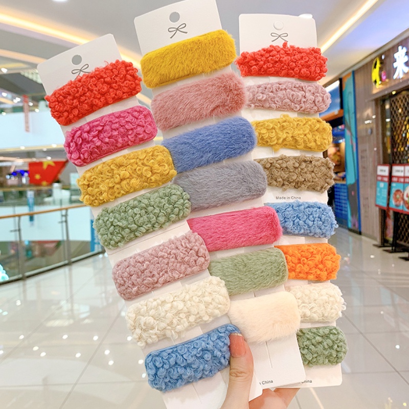 Kẹp Tóc Lông Cừu Dễ Thương Phong Cách Hàn Quốc Thời Trang Thu Đông