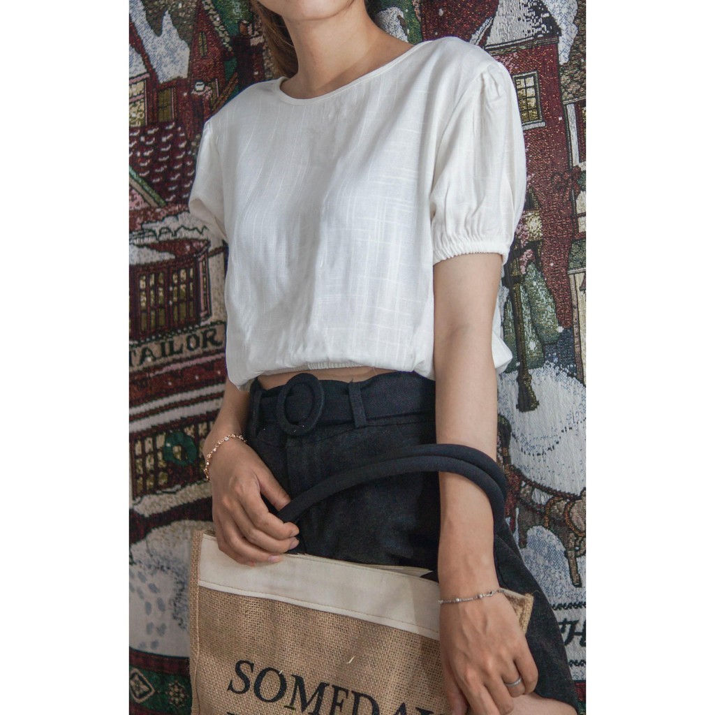 ÁO CROPTOP CỔ TRÒN BO LAI