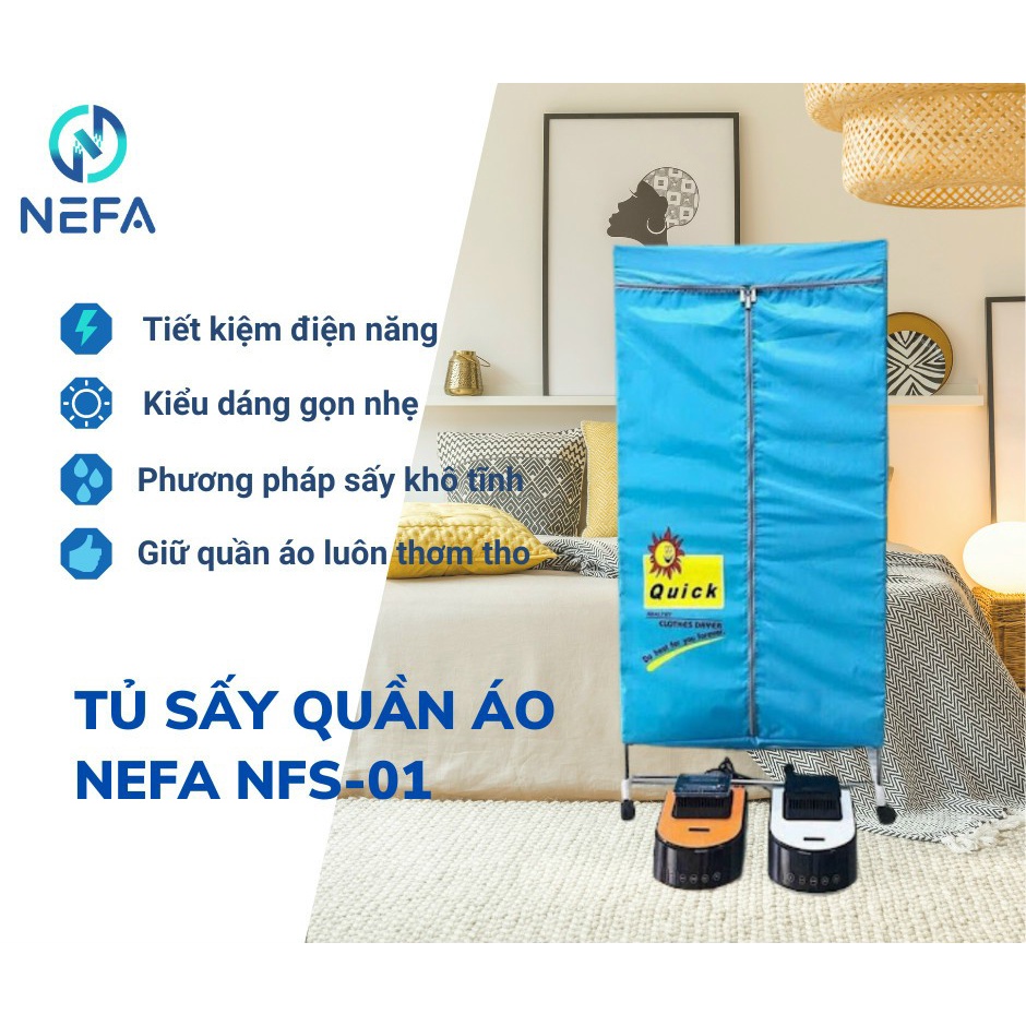 TỦ SẤY QUẦN ÁO NEFA NFS01 MẪU MỚI 2022 - SẤY SIÊU NHANH, BẢO HÀNH 12 THÁNG, Lỗi đổi mới trong 7 ngày