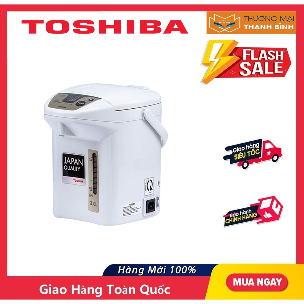 [Mã ELHADEV giảm 4% đơn 300K] Bình thủy điện Toshiba PLK-30FL(WT)VN 3.0 lít - Hàng chính hãng