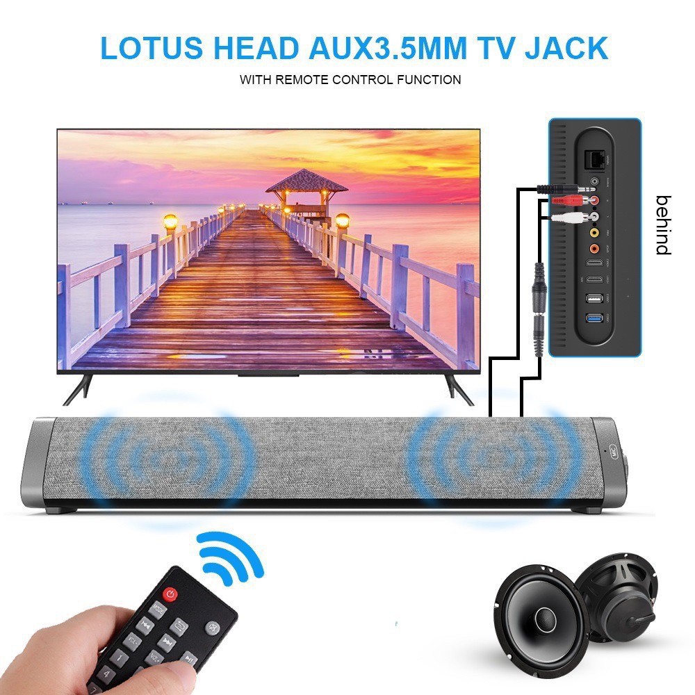 Soundbar bluetooth để bàn âm thanh siêu hay Loa Bluetooth, Loa Đôi, Âm Thanh Trung Thực, Hỗ Trợ Thẻ Nhớ, USB,  Jack 3.5