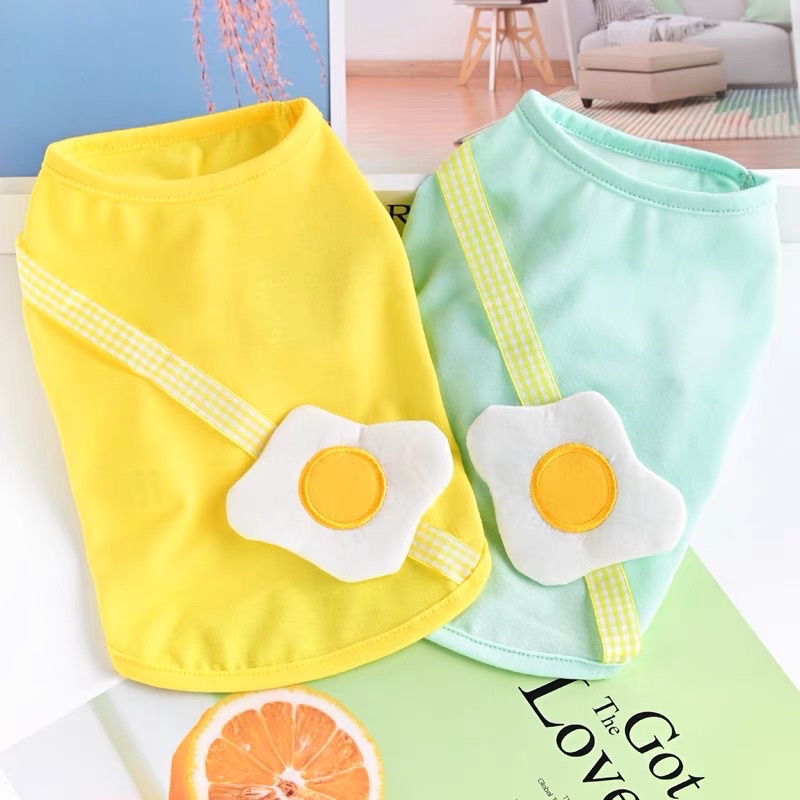 áo thun trứng ốp la pastel xinh cho chó mèo